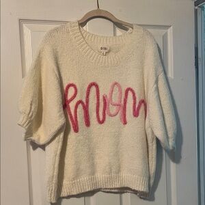 BiBi Cream Sweater with Pink Design